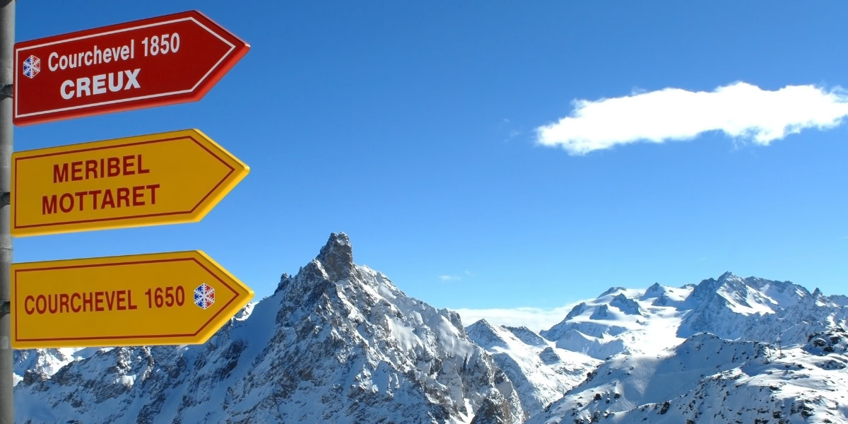 Snowy alpine road into Courchevel ski resort