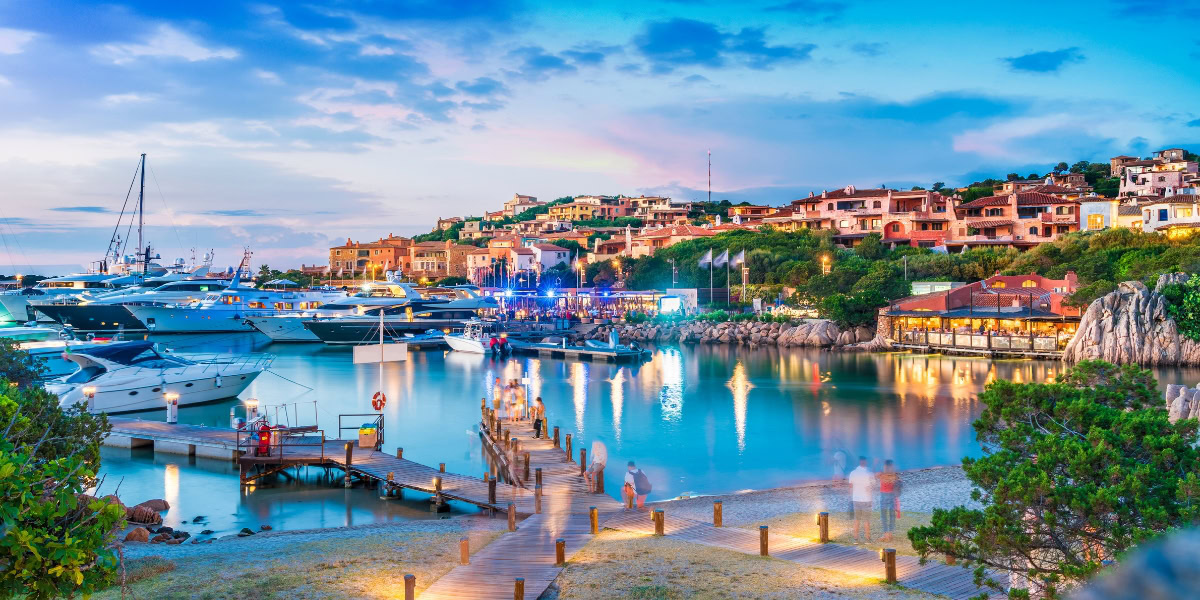 Porto Cervo marina with yachts in Costa Smeralda