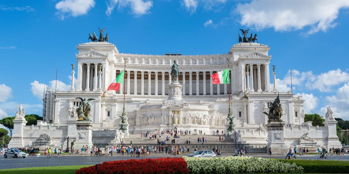 Chauffeur driving past Rome historic landmarks
